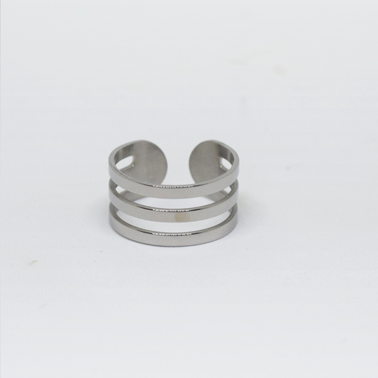 ACIER INOXAYBLE - Bague Ajustable à 3 Barres