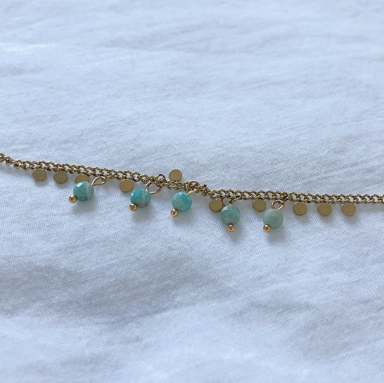 ACIER INOXYDABLE - Bracelet Pierres Marbrées Amazonites