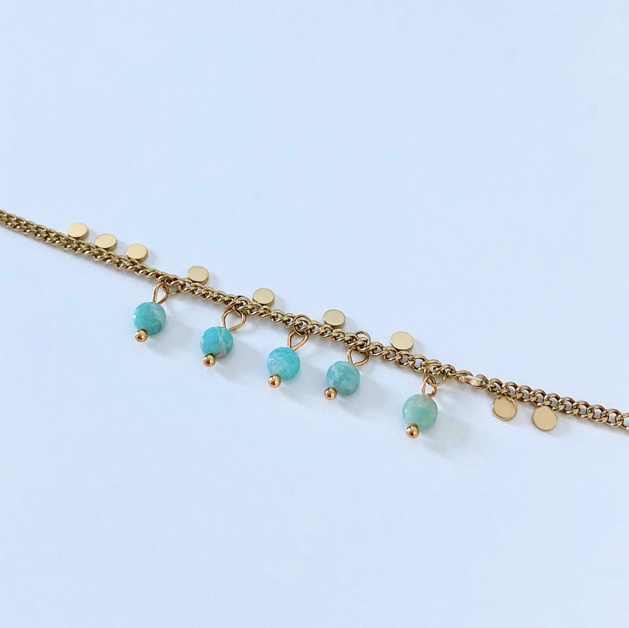 ACIER INOXYDABLE - Bracelet Pierres Marbrées Amazonites