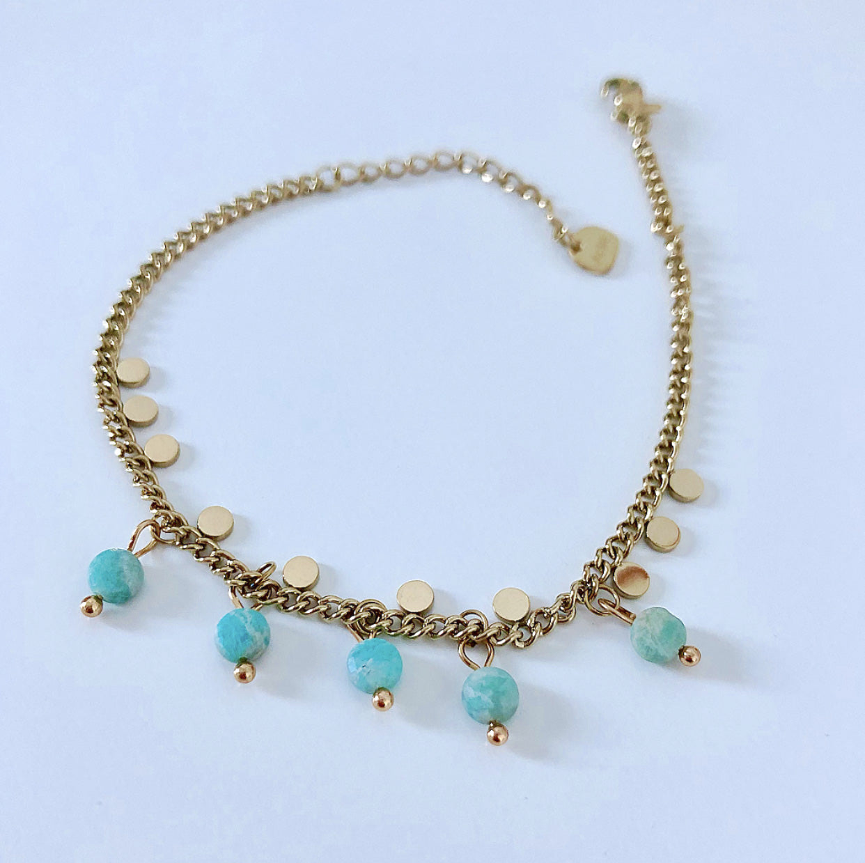ACIER INOXYDABLE - Bracelet Pierres Marbrées Amazonites