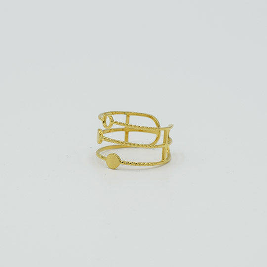 ACIER INOXYDABLE - Bague Triple Anneaux Texturés et Petits Ronds