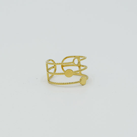 ACIER INOXYDABLE - Bague Triple Anneaux Texturés et Petits Ronds