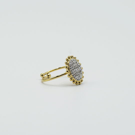 ACIER INOXYDABLE - Bague Ovale à Strass