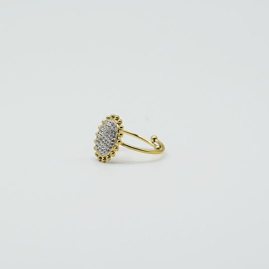 ACIER INOXYDABLE - Bague Ovale à Strass