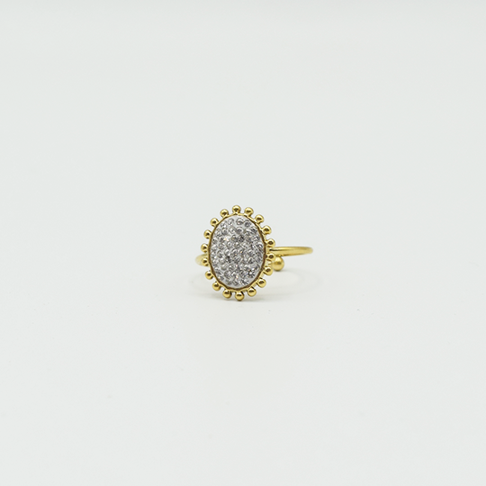 ACIER INOXYDABLE - Bague Ovale à Strass