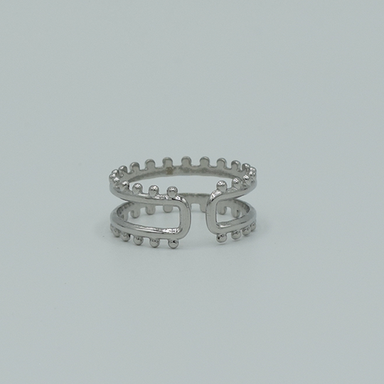 ACIER INOXYDABLE - Bague Couronnes Symétriques