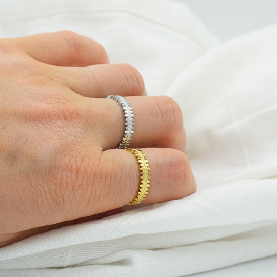 ACIER INOXYDABLE - Bague Couronne de Pétales