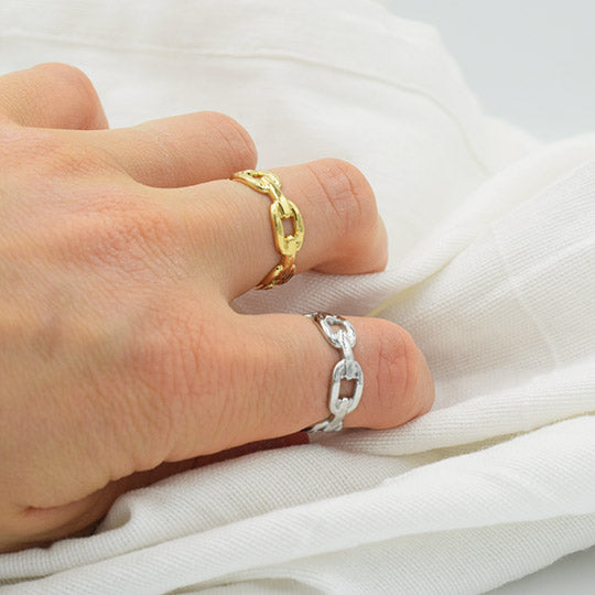 ACIER INOXYDABLE - Bague Gros Maillons de Chaîne Entrelacés
