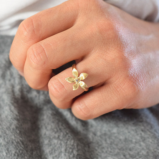 PLAQUÉ OR - Bague Fleur Léna Oxyde de Zirconium