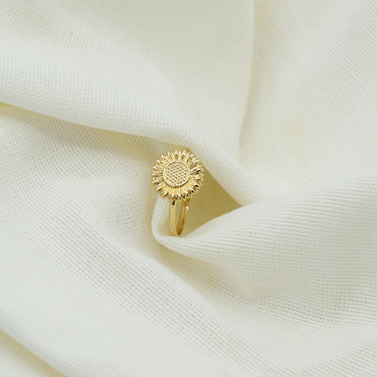 PLAQUÉ OR - Bague FLORA Tournesol (Sunflower)