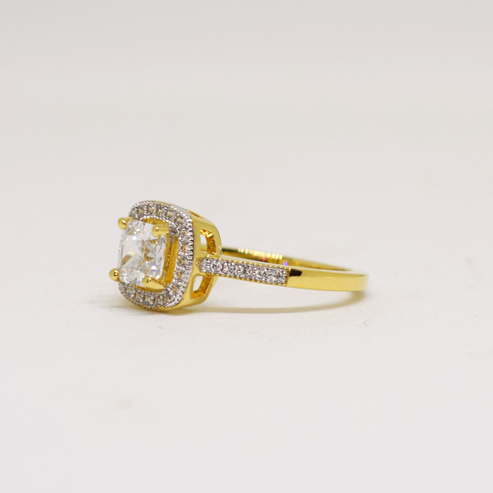 PLAQUÉ OR - Bague Alliance Solitaire SARAH Oxyde de Zirconium