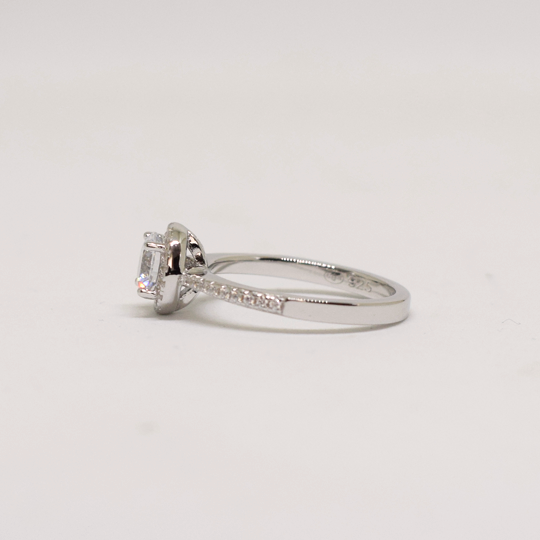 ARGENT 925 - Bague Alliance Solitaire Maria