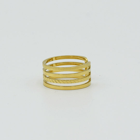 ACIER INOXYDABLE - Bague Quadruple Anneaux Texturés