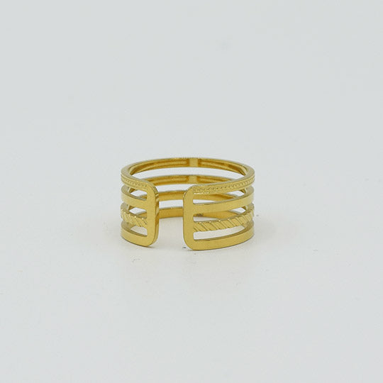 ACIER INOXYDABLE - Bague Quadruple Anneaux Texturés