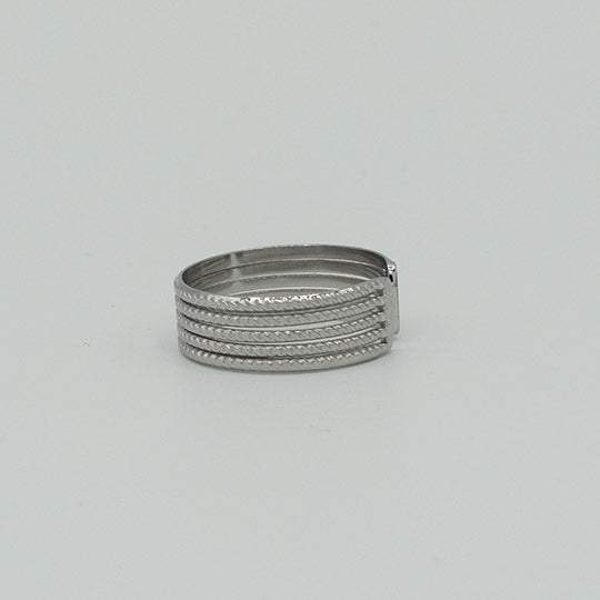 ACIER INOXYDABLE - Bague Quintuple Anneaux Torsadés