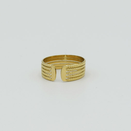 ACIER INOXYDABLE - Bague Quintuple Anneaux Torsadés