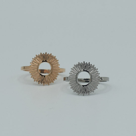 ACIER INOXYDABLE - Bague Fleur de Tournesol