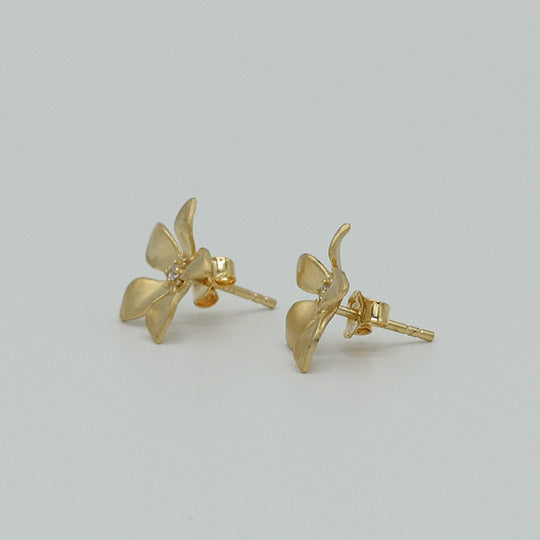 PLAQUÉ OR - Boucle d'Oreille Léna Fleur Zirconium