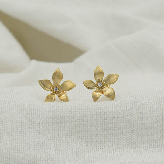 PLAQUÉ OR - Boucle d'Oreille Léna Fleur Zirconium