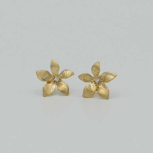 PLAQUÉ OR - Boucle d'Oreille Léna Fleur Zirconium