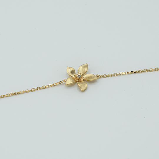 PLAQUÉ OR - Bracelet Petite Fleur à Strass