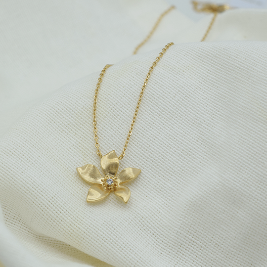 Plaqué Or - Collier Petite Fleur à Strass