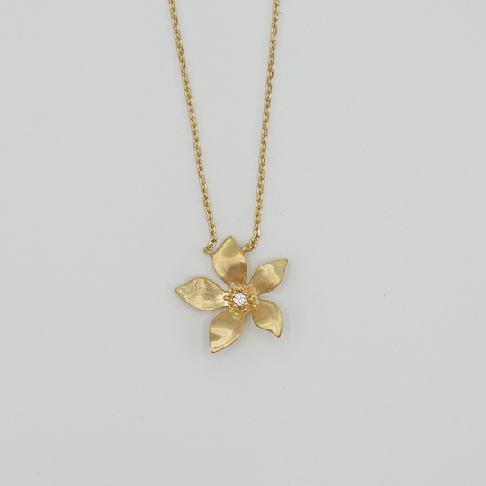 Plaqué Or - Collier Petite Fleur à Strass