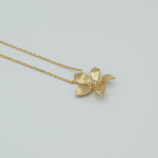 Plaqué Or - Collier Petite Fleur à Strass