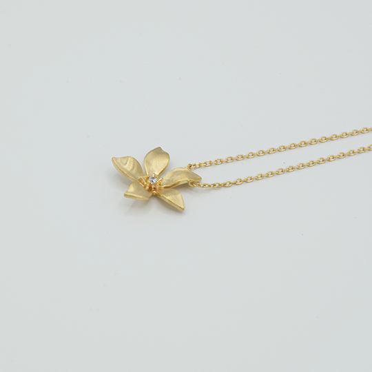 Plaqué Or - Collier Petite Fleur à Strass