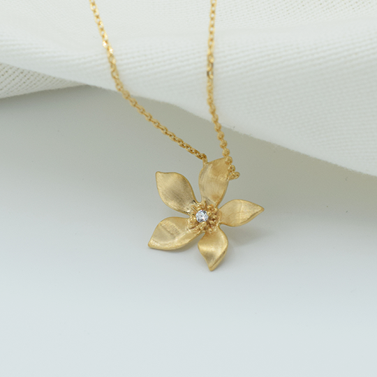 Plaqué Or - Collier Petite Fleur à Strass