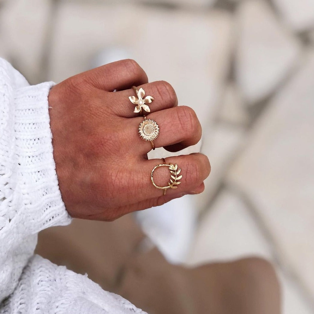 PLAQUÉ OR - Bague Fleur Léna Oxyde de Zirconium